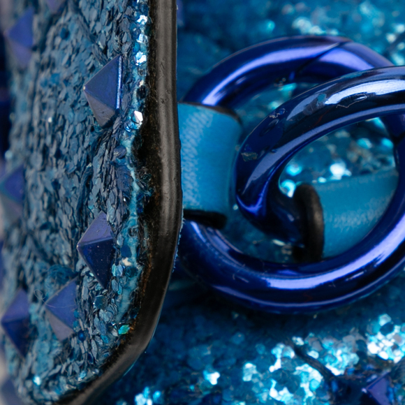 Pre-Loved Valentino Mini Glitter Rockstud Spike Satchel - Picture 7 of 12